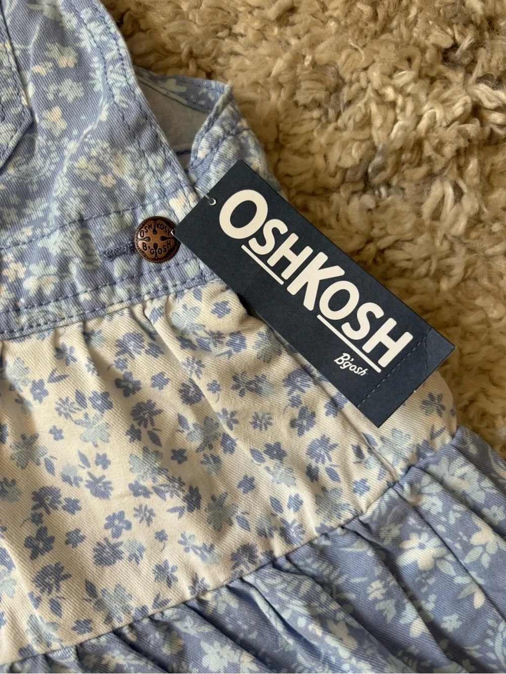 NWT OshKosh B'gosh Floral Tiered Overall Dress | 18m